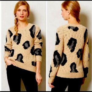 Anthropologie Sleeping On Snow Leopard Print Sweater